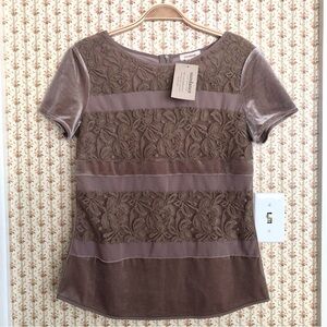 NWT Sundance Raven Velvet Lace Purple/Gray Blouse | XS